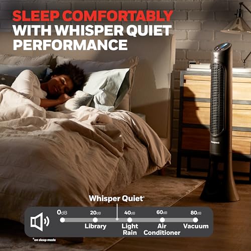 Honeywell QuietSet Oscillating Tower Fan 8 Speeds Remote Control Black HYF290B