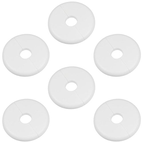 6Pcs Wall Split Flange for 0.6"/16mm Diameter Pipe ABS Round Self-Adhesive Escutcheon Plates 2.8"/70mm OD Plumbing Cover Plates Cover for Water Pipe Faucet Wall Hole Decoration Accessories (White)