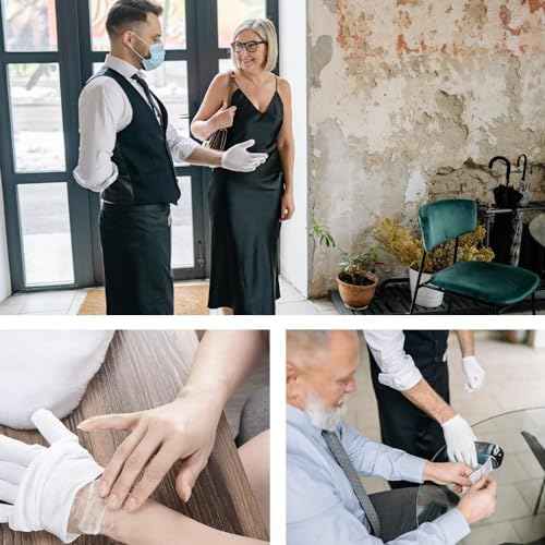 24 Pcs White Cotton Gloves, Safety Work Gloves, Stretchable Lining, Medium Size