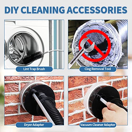 Bluesea Upgrade 30 FT Dryer Vent Cleaning Kit, 7-Piece Lint Remover Brush & Adapters