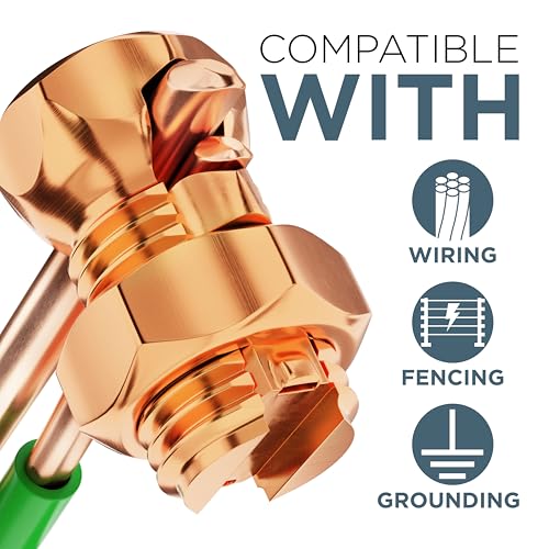 THE CIMPLE CO #8 Copper Split-Bolt Connectors 4 Pack - Electrical Wire Connectors