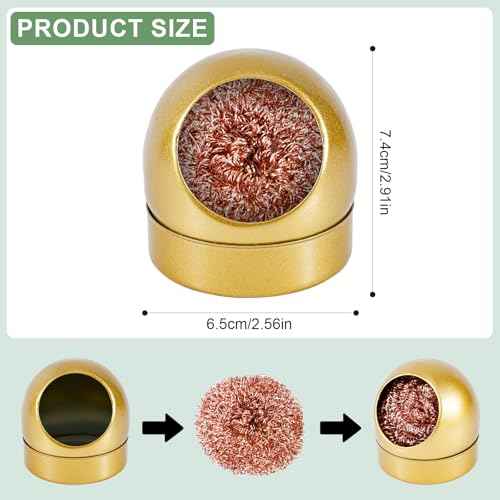 Soldering Iron Tip Cleaner, Premium Stainless Steel Soldering Iron Cleaner Quick Cleaning No Water Required Soldering Iron Tip Cleaner Practical Tools(Gold)