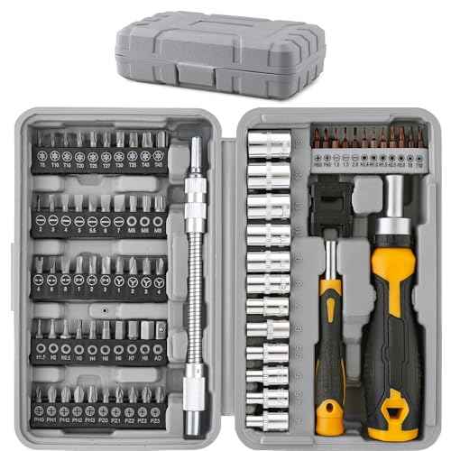 Hi-Spec 78pc Multi Screw Driver Bit Set and 1/4 inch Socket Set with Handles. Flexible Extension, Precision, Torx and Tamperproof 1/4 inch Hex Screwdriving Bit Accessories in a Case