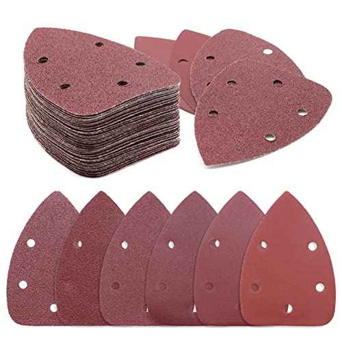 ZEHIQ Mouse Sander Sandpaper, Palm Mouse Sander Pads, Detail Sandpaper Assortment 40 60 80 120 240 320 Grits for Wood Furniture, Metal (60Pcs)