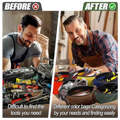 ANPHSIN 6 Pack Canvas Tool Bags Pouches - 11.2''x 7'' Heavy Duty Zipper Pouch Set, Multipurpose Small Tools Storage Organizer with Dependable Zipper