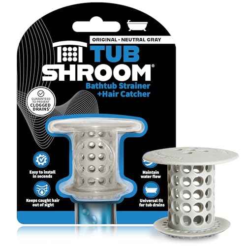 TubShroom the Revolutionary Tub Drain Protector Hair Catcher/Strainer/Snare, Gray (TSGRA454)