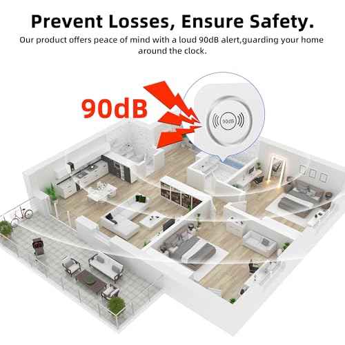 Water Sensor Alarm Leak Detector 90dB Adjustable Audio Alarm Sensor, Sensitive Leak and Drip Alert for Kitchen Bathroom Basement (2 Pack)