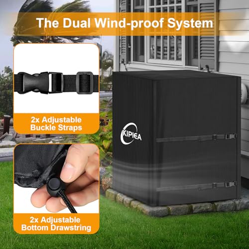 Kipiea Heavy Duty Outdoor Air Conditioner Cover 30W x 30D x 32H Windproof & UV Resistant