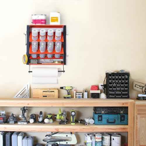 TORACK Spray Paint Can Holder Wall Mount, Heavy Duty Metal Spray Can Holder for Garage, Paint Can Storage Rack for Shop, Holds Up to 100 lbs