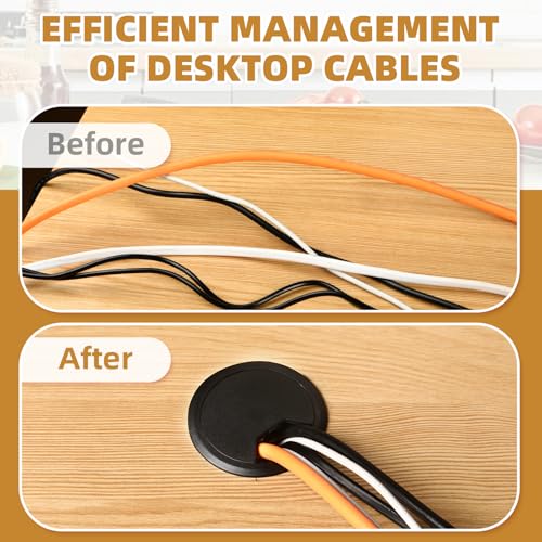 XIOGZAXI 2 Inch Black Desk Grommet Set with Hole Saw - Cable Management, 10 Pieces