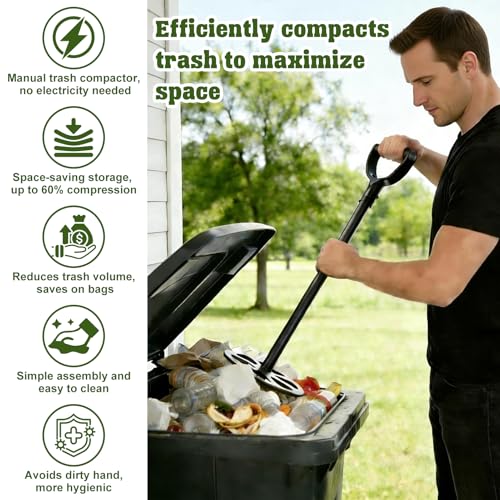 Manual Trash Compactor for Kitchen 25.5 Inch Metal Waste Reducer