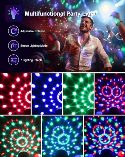 Luditek Sound Activated Party Lights with Remote - Disco Ball, Strobe & DJ Lighting for Home & Events