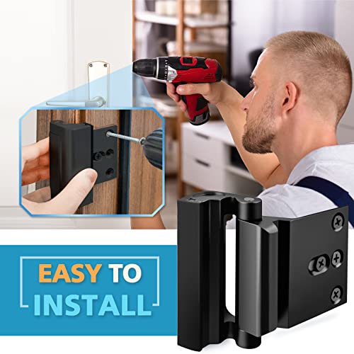 WINONLY Black Front Door Lock Reinforcement Security Lock - Childproof & Heavy Duty