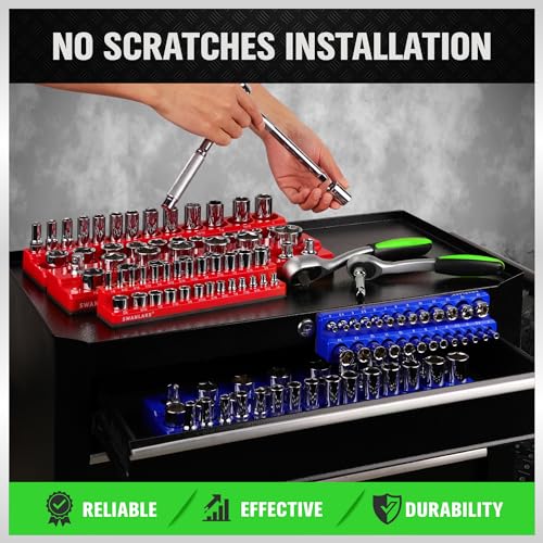 SWANLAKE 6PCS Magnetic Socket Organizer Set for 1/4