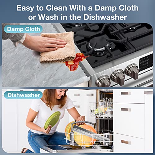 2Pcs Stainless Steel Stove Gap Covers 13.8-27.5 in, Eveanro Silver