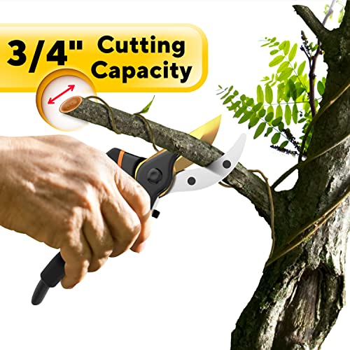 Gerossi Heavy Duty Bypass Pruning Shears 7-inch Garden Hand Pruners