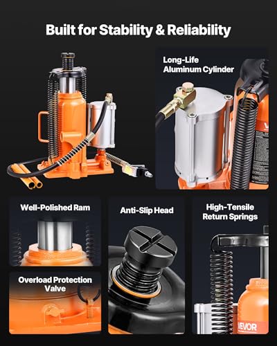 VEVOR 20 Ton Air Hydraulic Bottle Jack All Welded Heavy Duty Lifting