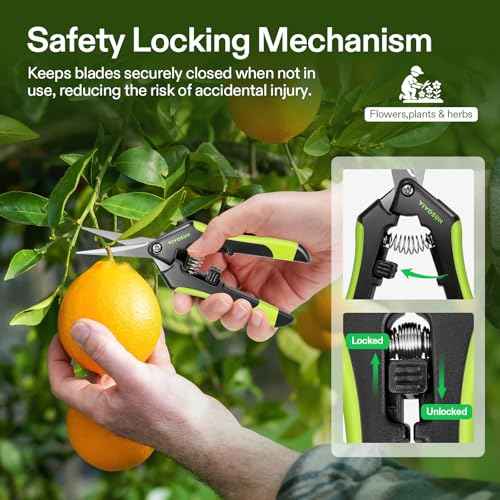 VIVOSUN Gardening Scissors, 6.5 Inch Hand Pruner, Pruning Shear with Straight Stainless Steel Blades, Garden Tools for Women Men, Black and Green
