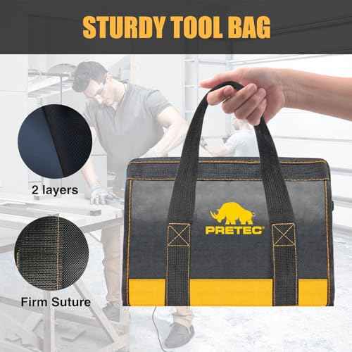 12 Inch Small Tool Bag, Wide Mouth Tool Tote Bag, Waterproof Tool Organizer Bag for Home Organizer for Indoor and Outdoor Gardening, Electricians Repairman Tools Tote Bag