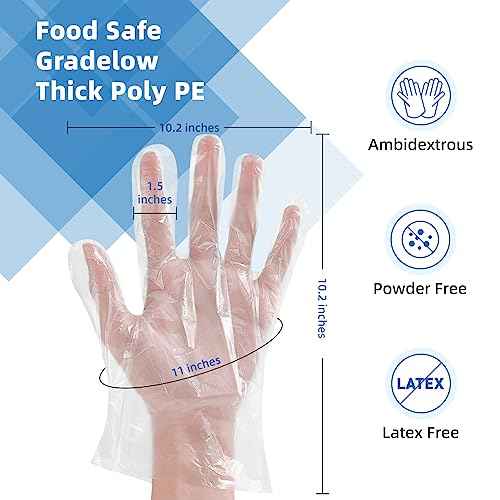 Brandon-super Food Prep Gloves Plastic Food Safe Gloves, Food Handling, One Size Fits Most Poly 500ct Clear 500 Count (Pack of 1)
