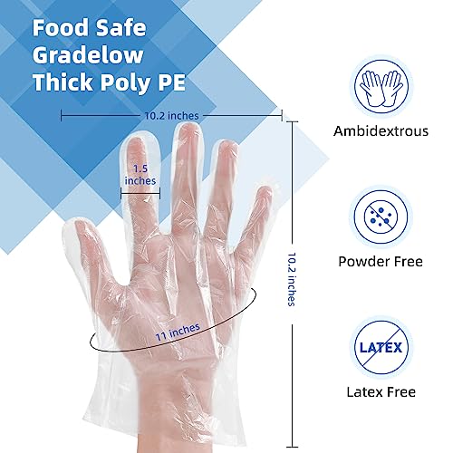 Food Prep Gloves 500 Pack - Food Safe Plastic Disposable Gloves, One Size