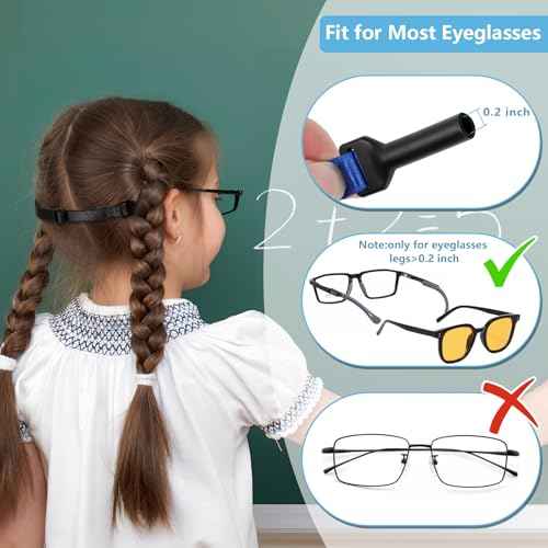 Kid Glasses Straps - 10 Psc Adjustable Eyewear Retainer with 10 pair Ear Hooks, No Tail Eyeglasses Holders Around Neck, Sunglasses Eyewear Retainer for Child&Big Kids (6.8-10in)