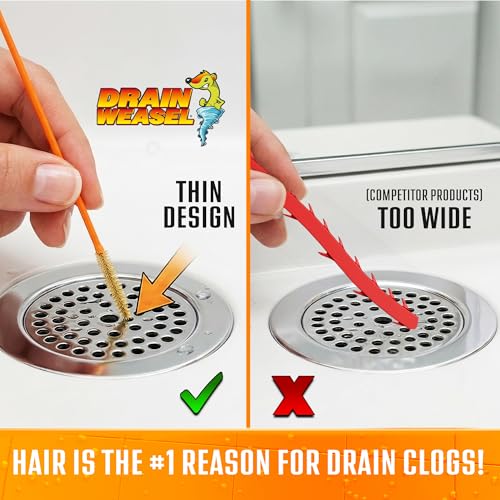FlexiSnake Drain Weasel Refill 10 Pack for Hair & Clog Removal, Reusable Handle Compatible