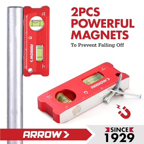 ARROW 4-Inch Torpedo Level - Magnetic Pocket Leveler Tool (4 inch)