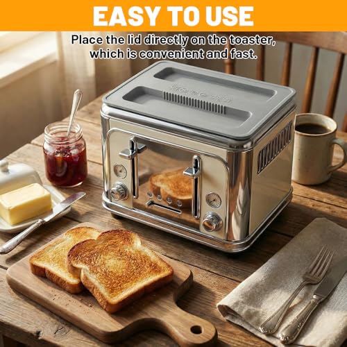 Dplolng Gray 2-Slice Silicone Toaster Cover - 15.7x10.3x1.1cm, Fits Most 2-Slice Toasters