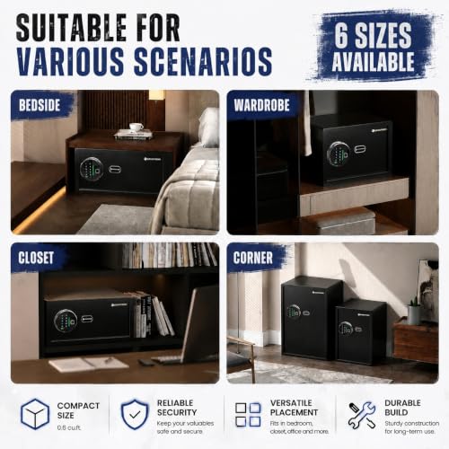 Grimtron 20LB Biometric Safe with Fingerprint & PIN Lock, 9.84"H x 9.84"D x 13.78"W