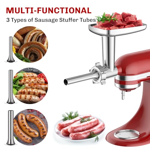 KitchenAid Meat Grinder Attachment with 4 Grinding Plates & Sausage Tubes