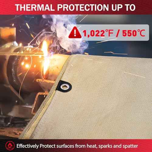 Fiberglass Welding Blanket 6x8 ft - 1022 ¡ÆF High Temp Insulation Blanket, 850 GSM Heavy Duty Fire Resistant Blankets, Heat Resistant Fabric for Industrial, Smoker, Camping, Grill