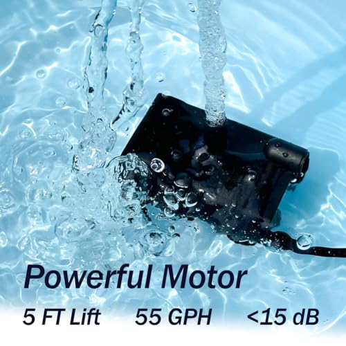 Black Mini Sump Pump for Condensate Removal, 5 FT Lift, 55 GPH, Auto Float Switch