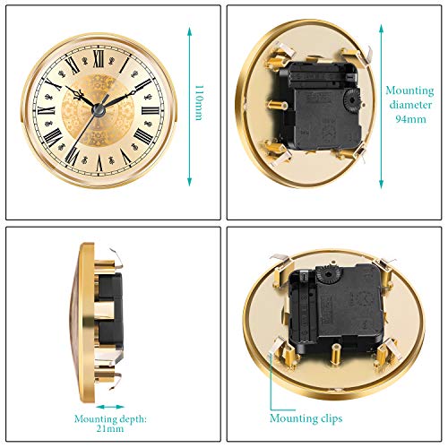 4.3 Inch Quartz Clock Insert with Gold Trim and Roman Numerals - DIY Clock Part
