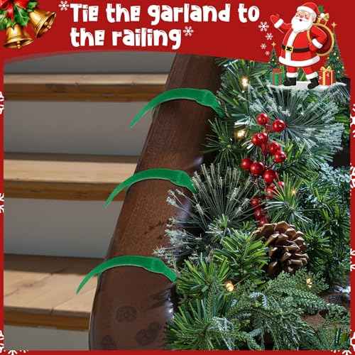 40pcs 11.8" Christmas Garland Ties,Decorative Holiday Garland Ties,Adjustable Holiday Cable Straps for Hanging Garland, Wreaths, and Lights on Stairway Banister Railing Xmas Tree Decor