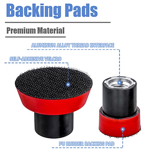Mesee 3 Pieces Hook and Loop Backing Pad for Angle Grinder, M14 Thread PU Polisher Backer Pad Plate Rotary Sanding Buffing Machine Accessories - 1 Inch/ 2 Inch/ 3 Inch