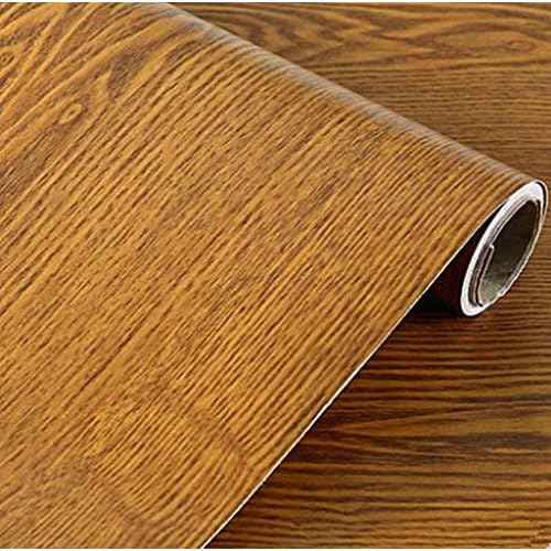 Dark Yellow Wood Grain Peel Stick Film Wallpaper Countertop Paper Vinyl Funitures Dresser Drawer Stickers,15.8inch by 79inch