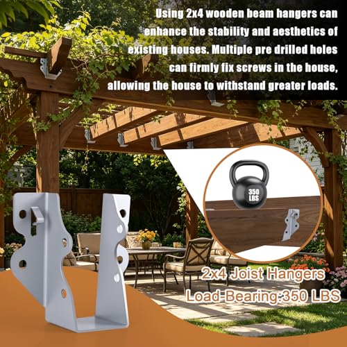 GURONG 2x4 Galvanized Steel Joist Hangers 20 Pcs, 16 Gauge Face Mount, 2" x 4"