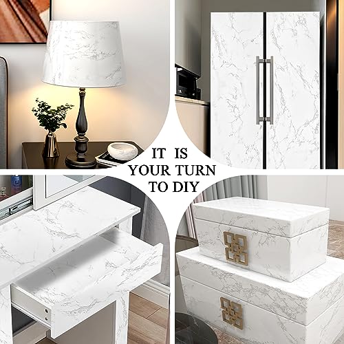 PracticalWs White & Gray Glossy Marble Contact Paper 11.8" x 78.7" Peel and Stick