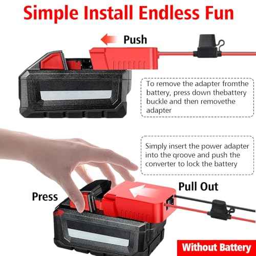 Power Wheel Adapter for Milwaukee 18V Battery | 12V Ride On Toy Battery Converter & Power Dock Connector | Upgrade Kit with 40A Fuse Holder, 12AWG Wire Harness