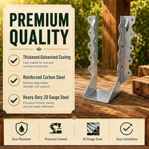 Silver 2in x 8in Galvanized Steel Joist Hangers - Pack of 20