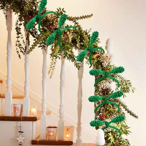 12pcs 20 Inches Christmas Garland Ties, Reusable and Flexible Xmas Garlands Wreath Twist Tie for Banister Railing Stairs Tree Home Holiday Decoration Craft Wrapping(Green)