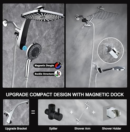 Rain Shower Head with Handheld Spray Combo Chrome 1.8 GPM 460311 - BOZYBO
