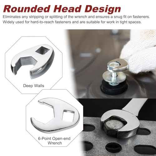 HARFINGTON Drive Crowfoot Wrench 3/8" Drive 5/8" SAE Fractional Crowfoot Flare Nut Wrench 40Cr Chrome Plated Open End Crowfoot Wrench for Mechanics Automotive Repair Work