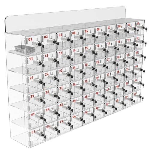 Cell Phone Locker 60 Slots - Clear Acrylic Cabinet with Independent Locks (60 slots)