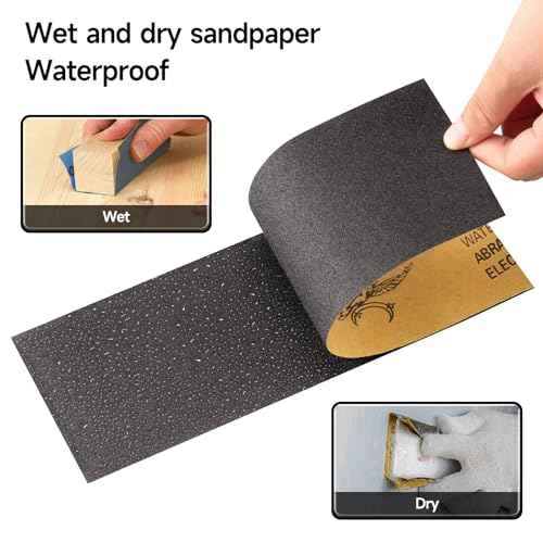 Sandpaper 600 Grit, Wet Dry Sanding Sheets9x3.6 inch for Wood Furniture Finishing, Metal Sanding and Automotive Polishing,21 -Sheet
