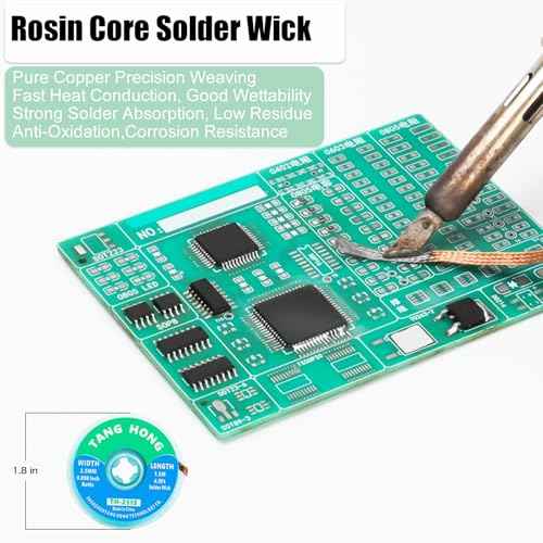 Rosin Flux Paste And Solder Wick Kit,2.47OZ/70g Jar Rosin Solder Flux (1 PACK),4.9Ft Desoldering Wick Braid Remover Solder (1 PACK),For Repair LED/Copper/Electrical Wire/PCB/DIY Soldering
