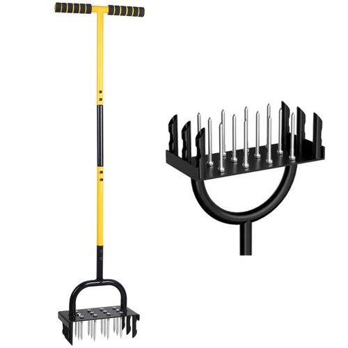 QZTODO 2-in-1 Lawn Core Aerator Lawn Tool, 43 Inch Manual Soil Aerator Grass Aerating Tool Aeration for Yard