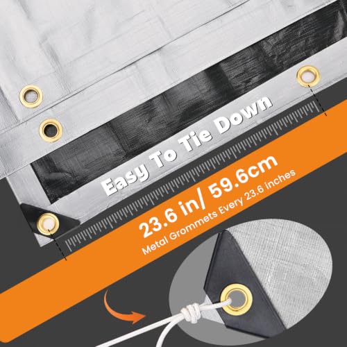 Keten Heavy Duty Waterproof Tarps 12x20 Feet, 16 Mil Silver, Extra Thick & UV-Resistant