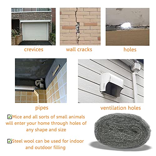 Alabrocon Steel Wool Mice & Pest Control, 2 Pack, 3" x 10 Ft